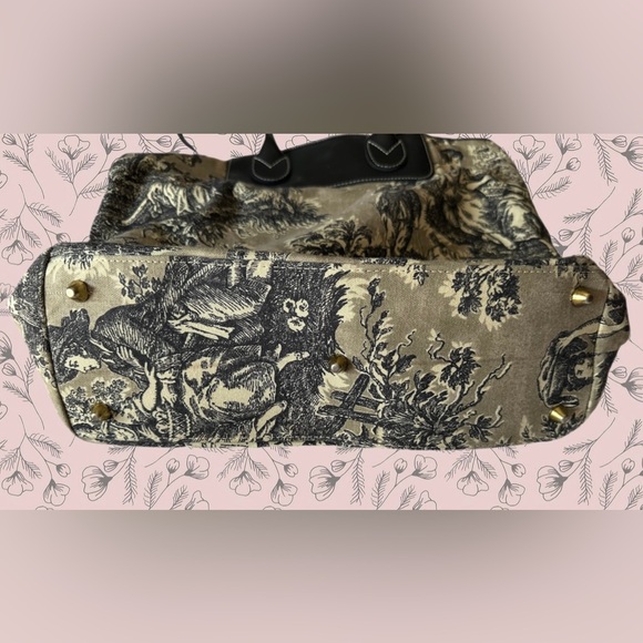 J. Jill French Toile Fabric with Leather Trim Tote - Picture 8 of 9